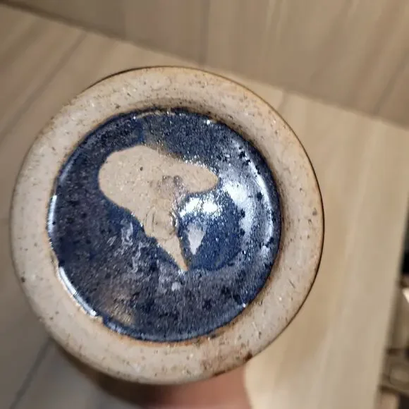 Vtg Elegant Blue Vase Pottery Coin Jar Shelf Sitter Vacation Money "Condo Money" - Picture 3 of 5